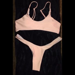 Pastel pink two piece swim suit